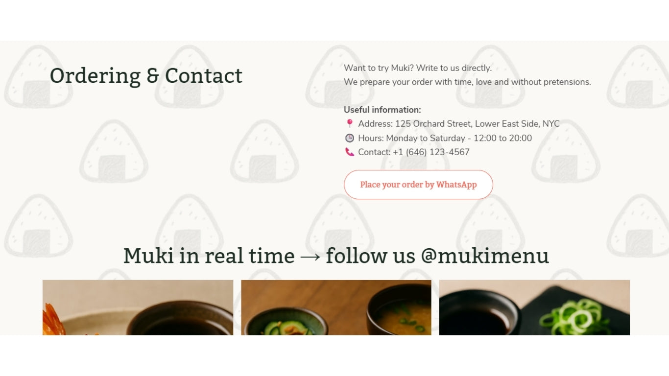 Muki Menu – Minimal Landing Page for Modern Food Brands