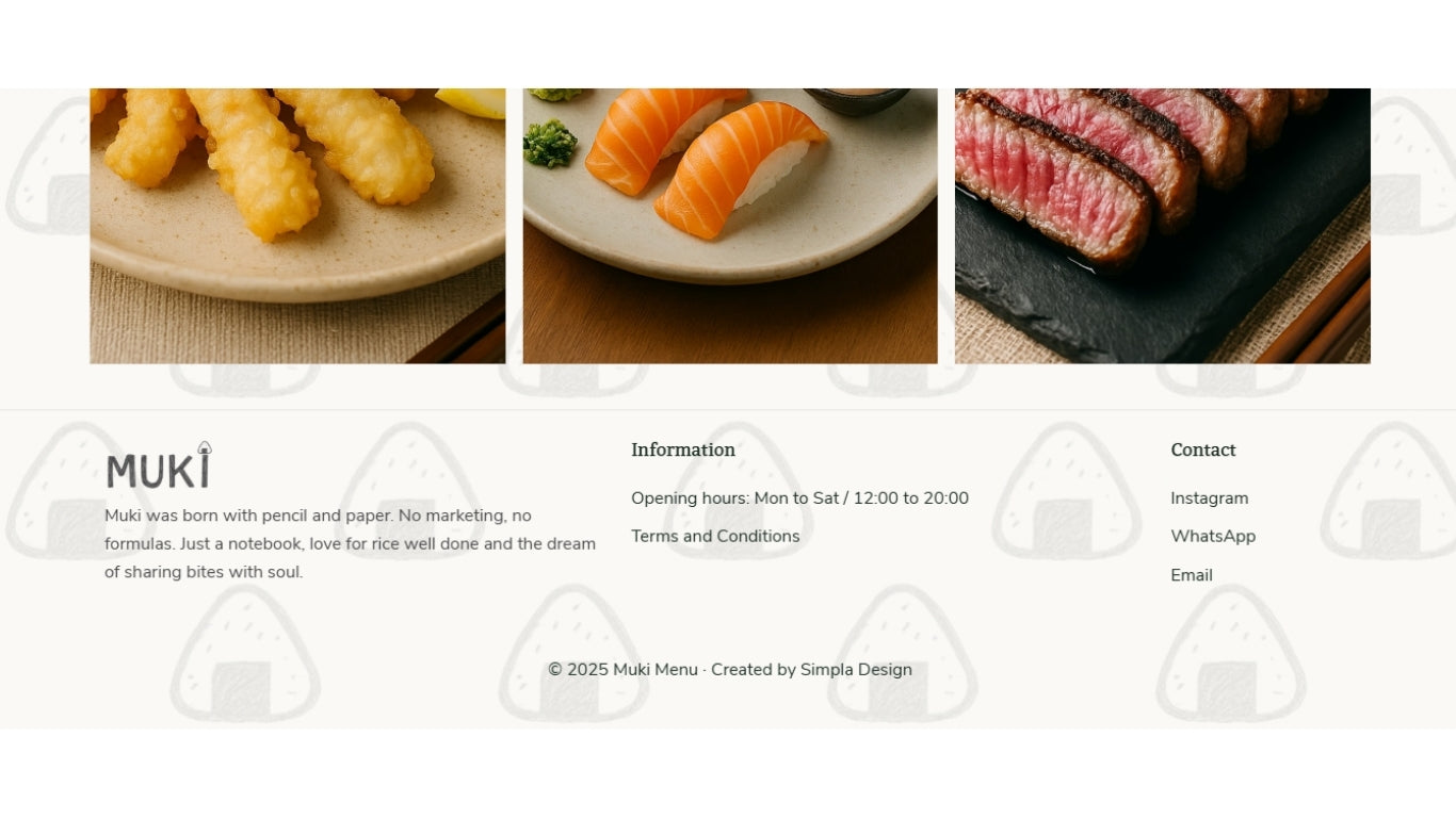 Muki Menu – Minimal Landing Page for Modern Food Brands