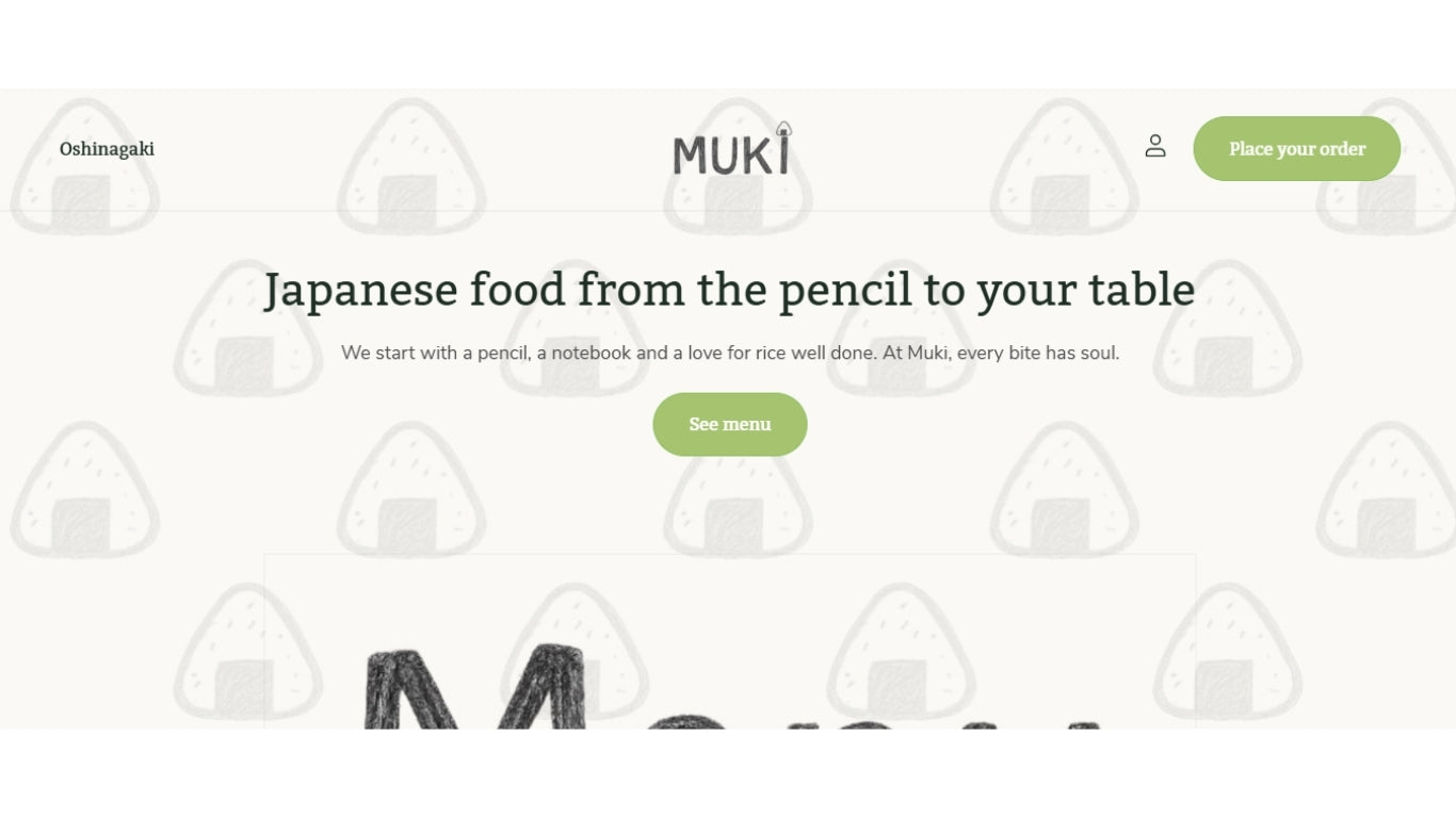 Muki Menu – Minimal Landing Page for Modern Food Brands