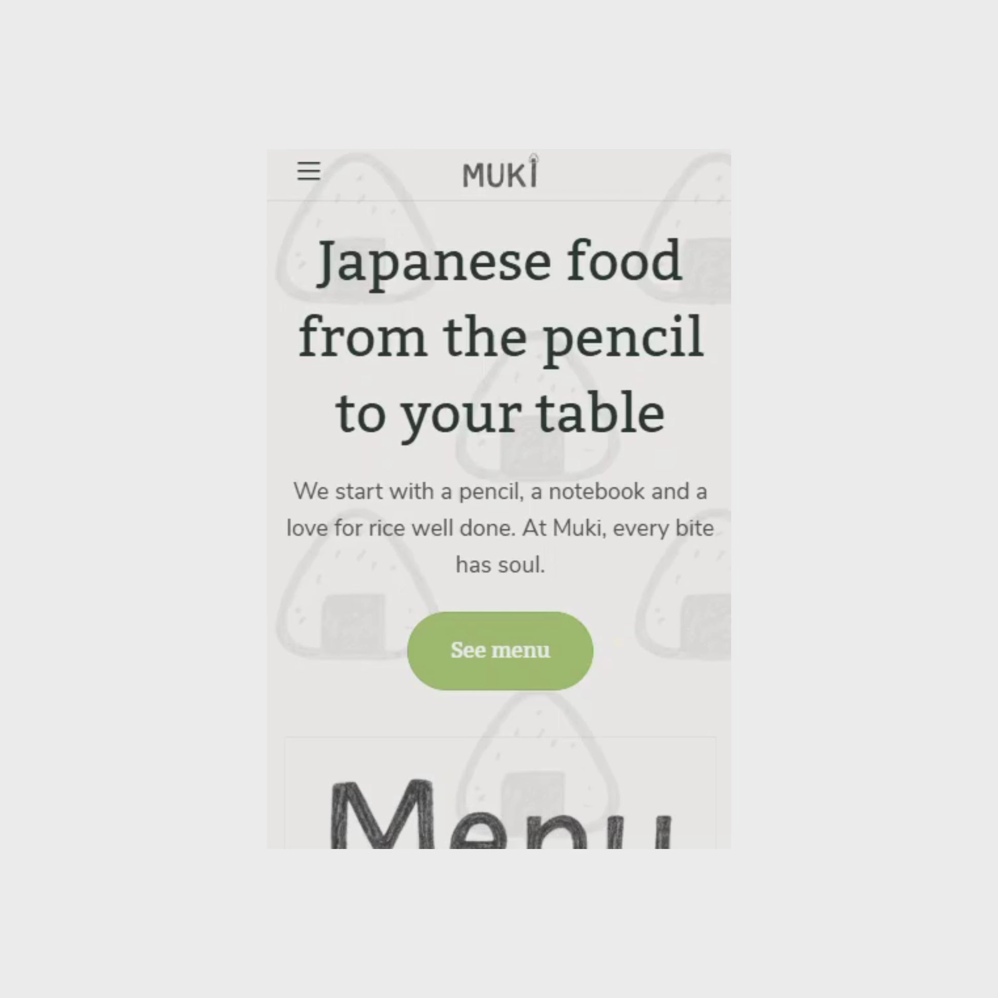 Muki Menu – Minimal Landing Page for Modern Food Brands