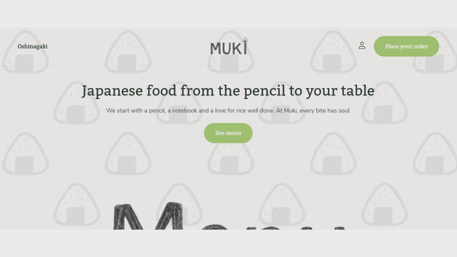 Muki Menu – Minimal Landing Page for Modern Food Brands